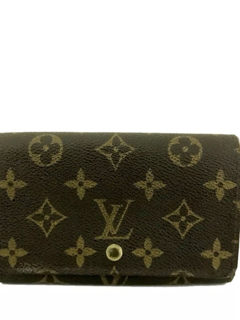 Louis Vuitton Brown Monogram Canvas Wallet with Gold Snap
